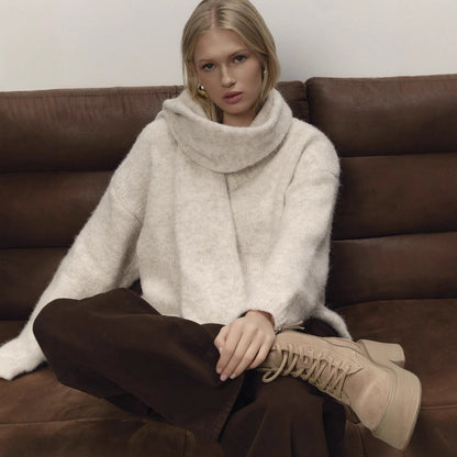 Loose Lazy Soft Wool Sweater Scarf Set