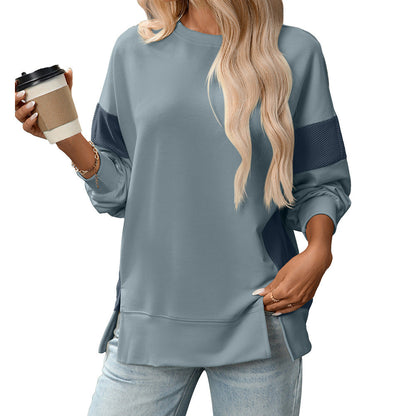 Round Neck Multicolor Casual Loose Sweatshirt