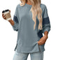 Round Neck Multicolor Casual Loose Sweatshirt