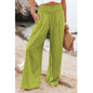 Cotton Linen Elastic Waist Wide Leg Pants