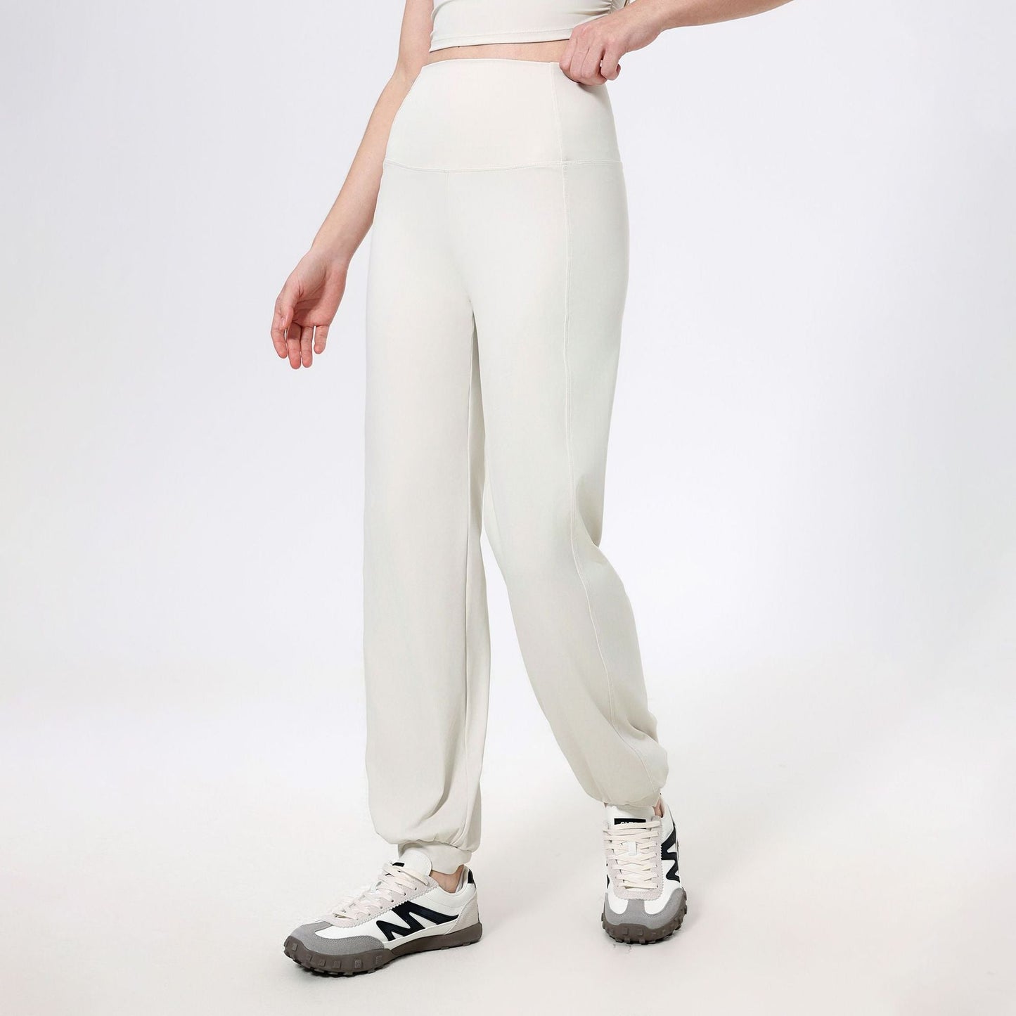 High Waist Belly Loose Straight Ankle Tied Trousers Quick Drying Running Nude Feel