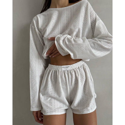 Simple Slim Fit Loose Shorts Two-Piece Set