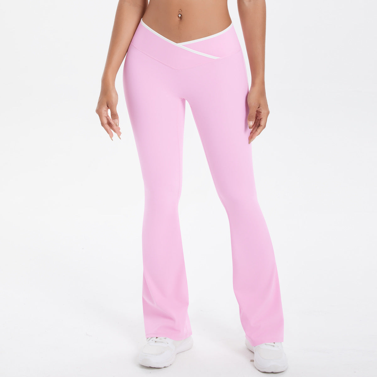 Nude Feel Skinny Cross High Waist Wide Leg Bell Bottom Sport Pants