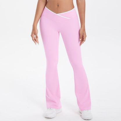 Nude Feel Skinny Cross High Waist Wide Leg Bell Bottom Sport Pants