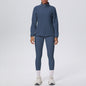 Skinny High Waist Hip Lift Nude Feel & Long Sleeve Zipper Fleece Padded Coat Two-Piece Suit