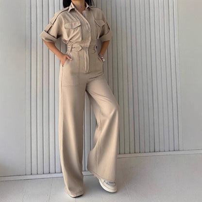 Loose Waist Tight Slimming Wide Leg Jumpsuit