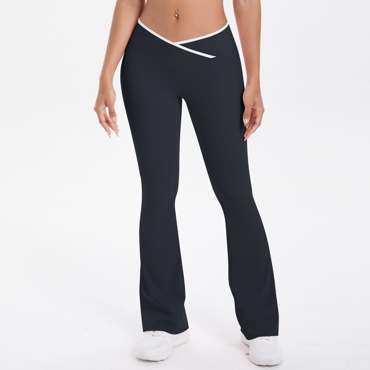 Nude Feel Skinny Cross High Waist Wide Leg Bell Bottom Sport Pants