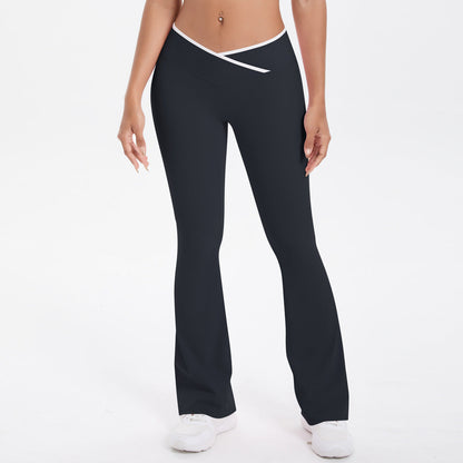 Nude Feel Skinny Cross High Waist Wide Leg Bell Bottom Sport Pants