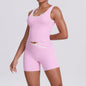 Cross High Top Contrast Backless Nude Feel Sleeveless Shorts Two-Piece
