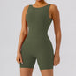 Nude Feel Hollow Cutout Tight Hip Lifting Shorts Jumpsuit