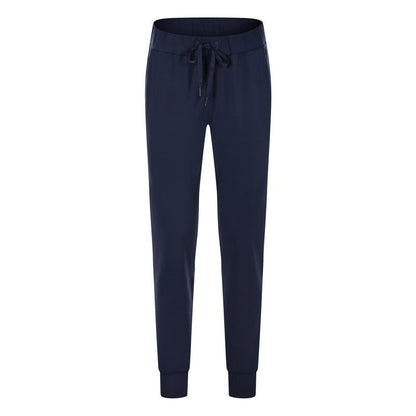 Elastic Lace-up Waist Simple Straight Cropped Pants