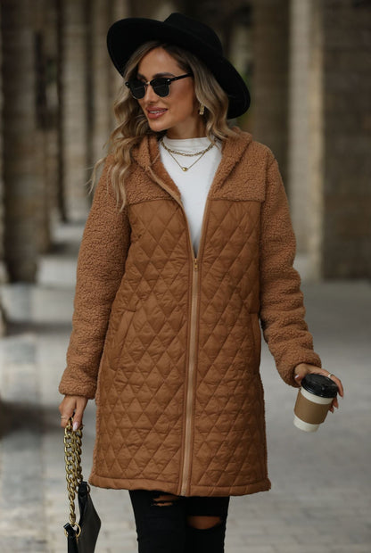 Loose Hooded Zipper Plush Coat