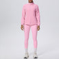 Skinny High Waist Hip Lift Nude Feel & Long Sleeve Zipper Fleece Padded Coat Two-Piece Suit