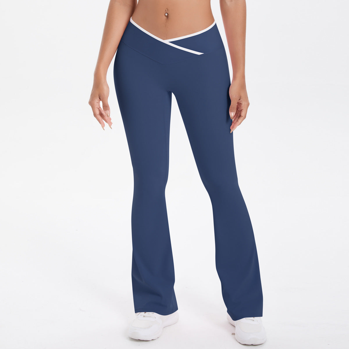 Nude Feel Skinny Cross High Waist Wide Leg Bell Bottom Sport Pants