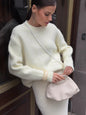 Loose Long Wool Alpaca Round Neck Sweater