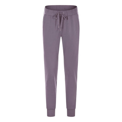 Elastic Lace-up Waist Simple Straight Cropped Pants