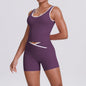 Cross High Top Contrast Backless Nude Feel Sleeveless Shorts Two-Piece
