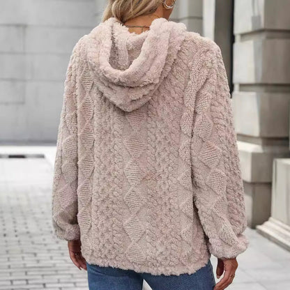 Plush Jacquard Long Sleeve Loose Pullover