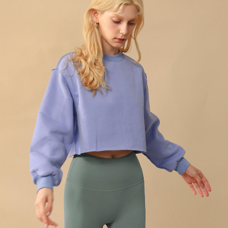 Fleece Lined Cropped Long Sleeved Fitness Top