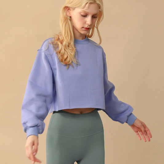 Fleece Lined Cropped Long Sleeved Fitness Top