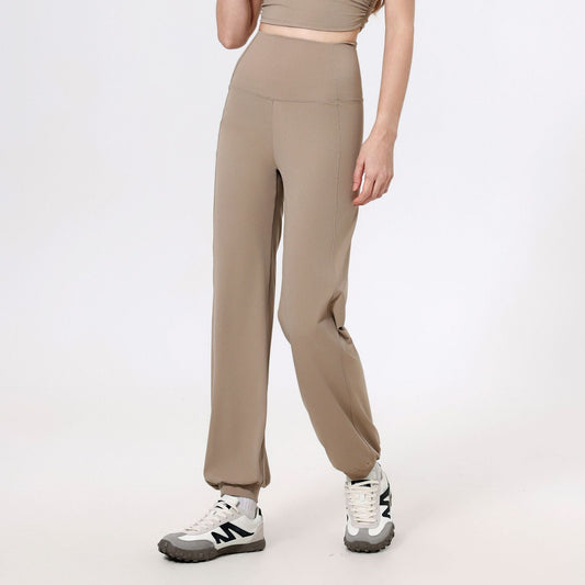High Waist Belly Loose Straight Ankle Tied Trousers Quick Drying Running Nude Feel