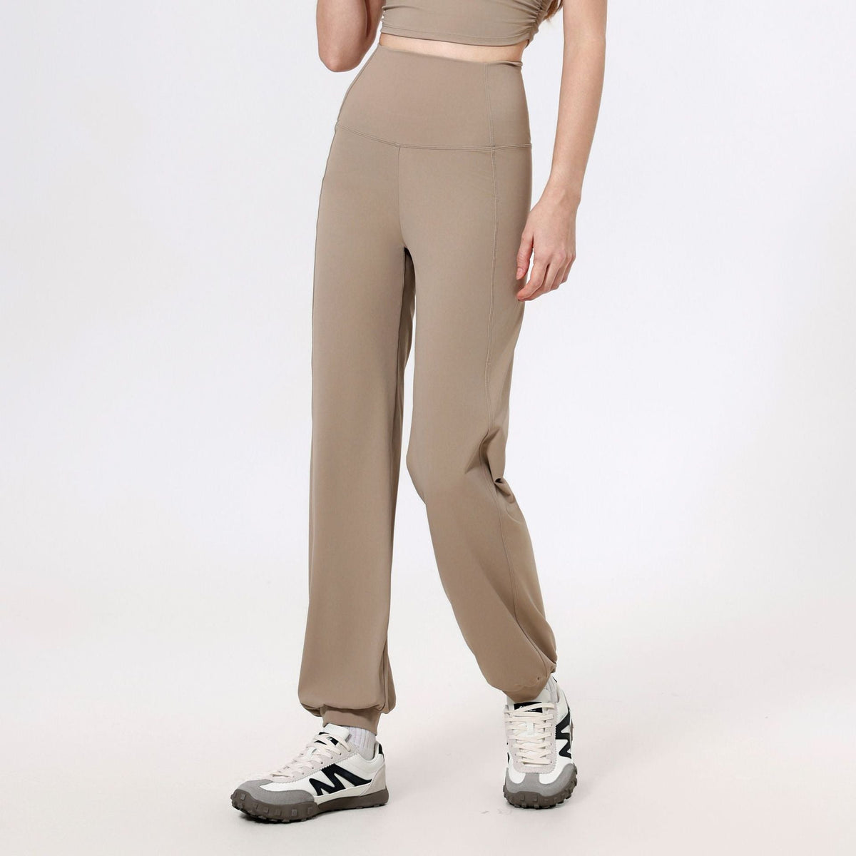 High Waist Belly Loose Straight Ankle Tied Trousers Quick Drying Running Nude Feel