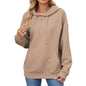 Solid Color Hooded Pocket Loose Pullover