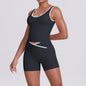 Cross High Top Contrast Backless Nude Feel Sleeveless Shorts Two-Piece