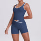 Cross High Top Contrast Backless Nude Feel Sleeveless Shorts Two-Piece
