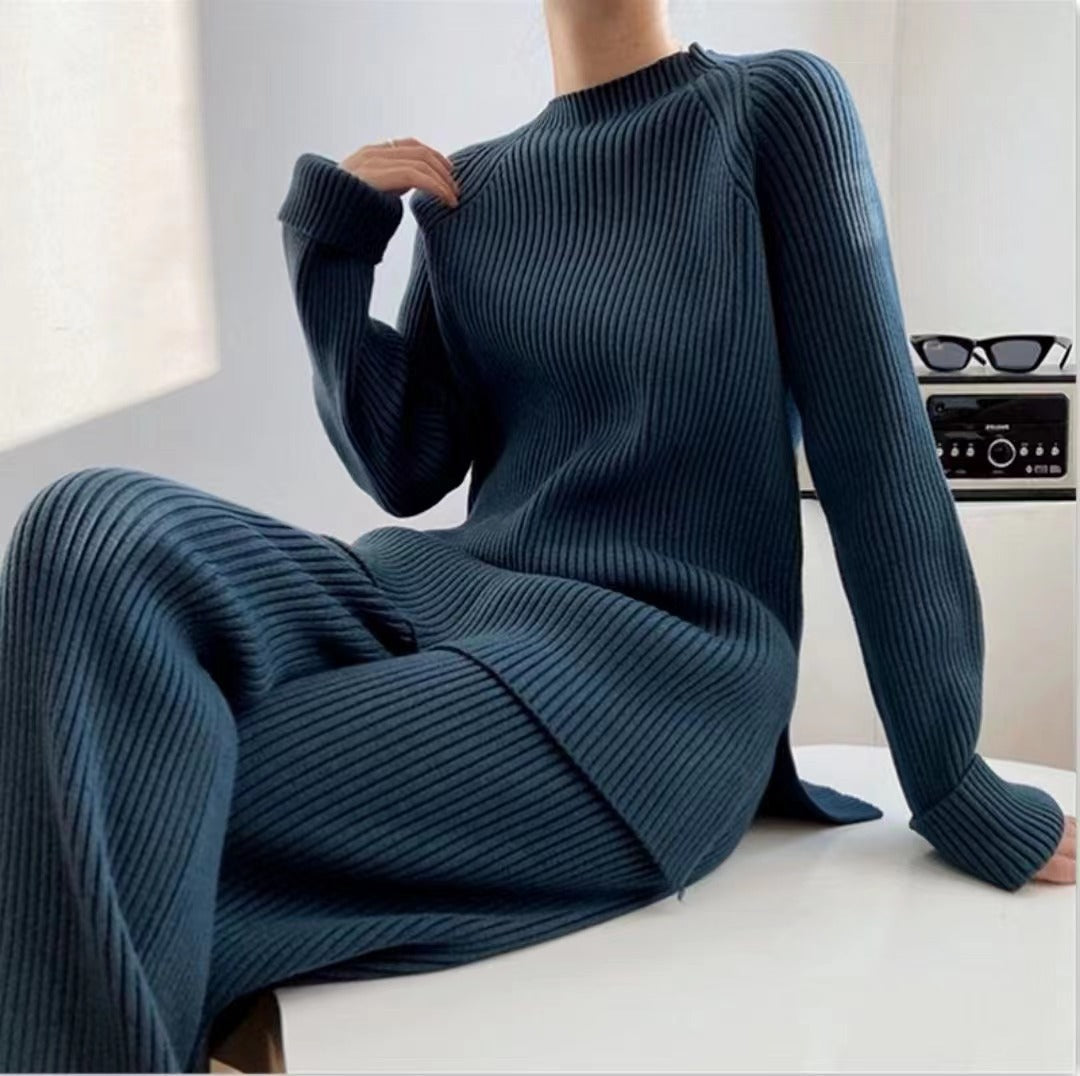 Sweater Wide Leg Pants Two-Piece Set