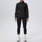 Skinny High Waist Hip Lift Nude Feel & Long Sleeve Zipper Fleece Padded Coat Two-Piece Suit
