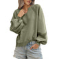 Half Open Collar Long Sleeves Sweater