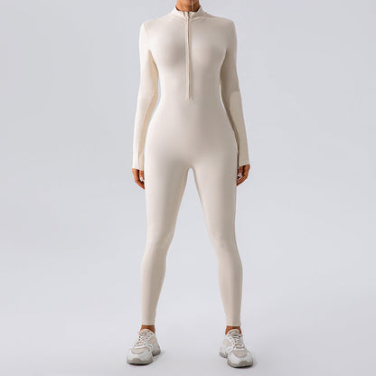 Zipped Nude Feel Long Sleeve Body Suit