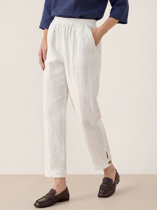 PATRICE Straight-Leg Pants with Elastic Waist