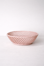 Glazed Porcelain Hand-Woven Round Basket
