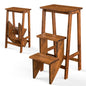 3-in-1 Rubber Wood 3 Tier Folding Step Stool