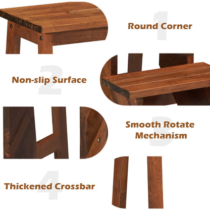 3-in-1 Rubber Wood 3 Tier Folding Step Stool