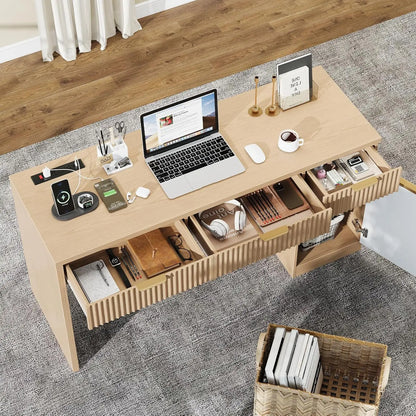60" Executive Desk w/ Fluted Wood Drawers