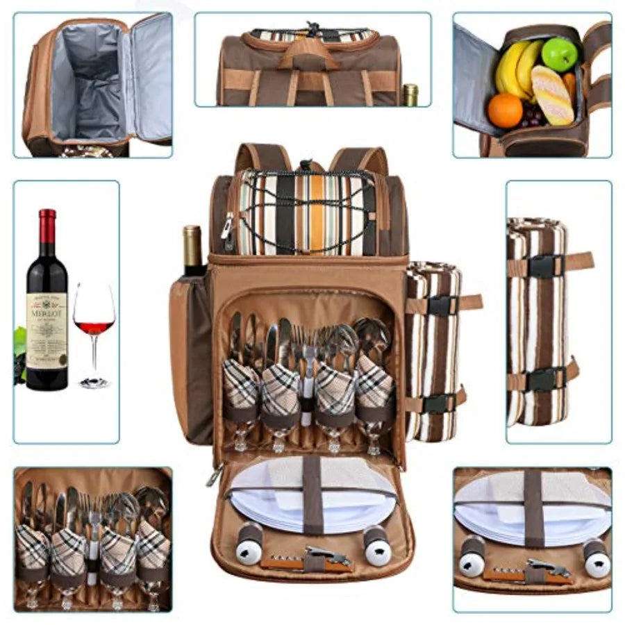 Picnic Basket Backpack in Brown