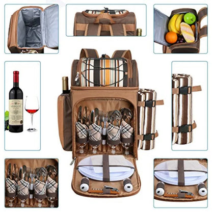 Picnic Basket Backpack in Brown