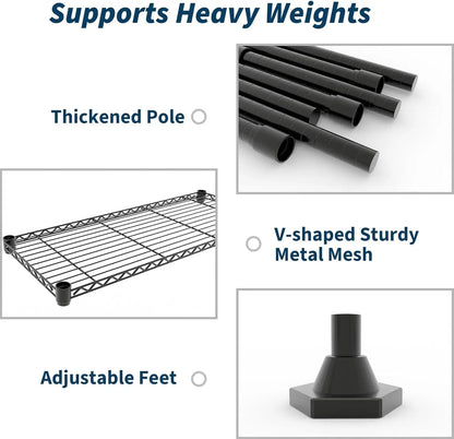 Heavy Duty 4-Tier Storage Adjustable Metal Wire Shelves