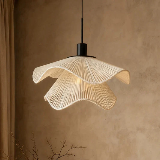 LED E27 Pendant Light Wabi Sabi Style Hemp Rope Pendant Lamp Warm Lights Living Room Bedroom Restaurant Home Decor Lighting