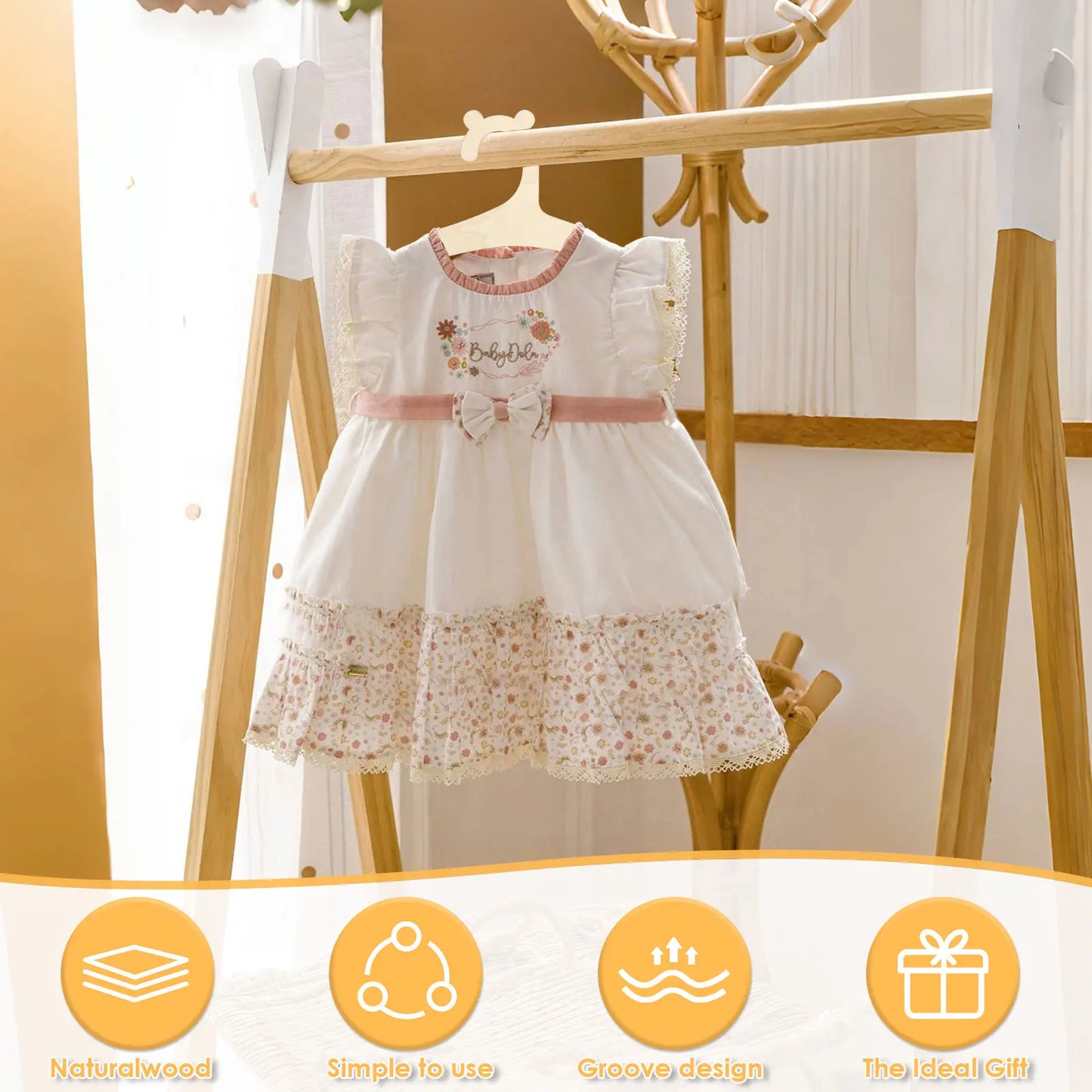 20Pcs Wooden Baby Hangers