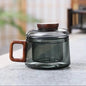 200ML Glass Teacup with Filter and Wooden Handle