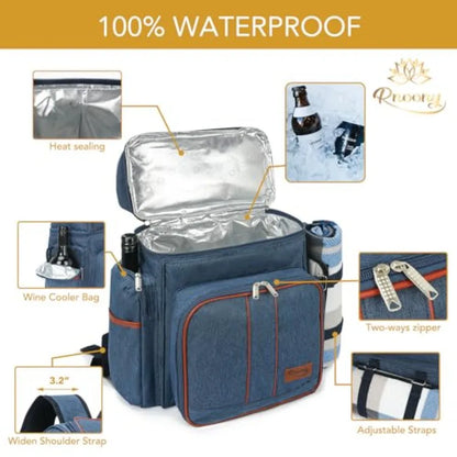 Picnic Basket Backpack in Blue