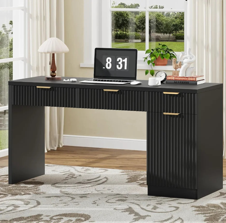 60" Executive Desk w/ Fluted Wood Drawers