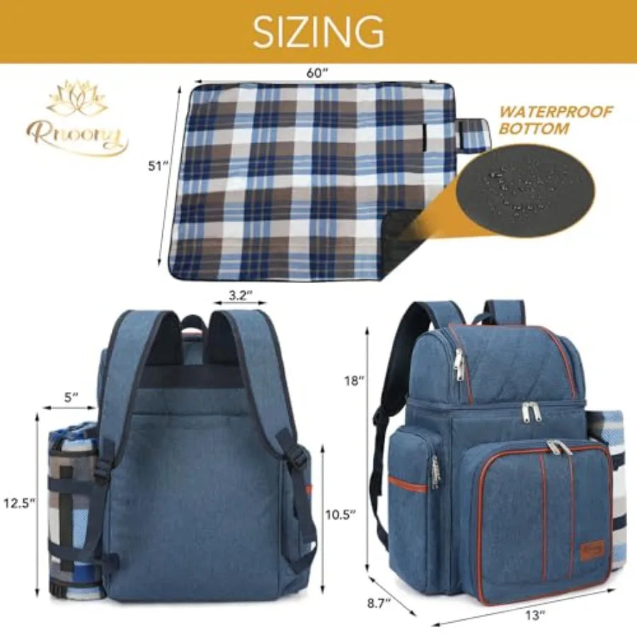 Picnic Basket Backpack in Blue