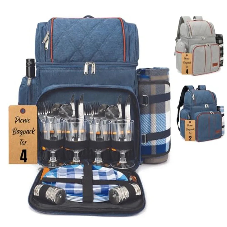 Picnic Basket Backpack in Blue