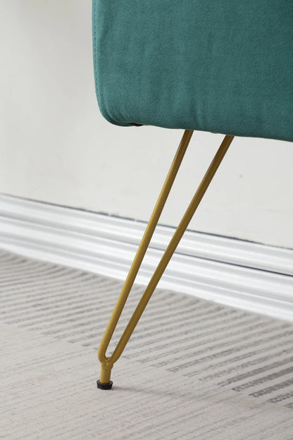 Modern Tufted Velvet Entryway Bench with Gold Metal Legs