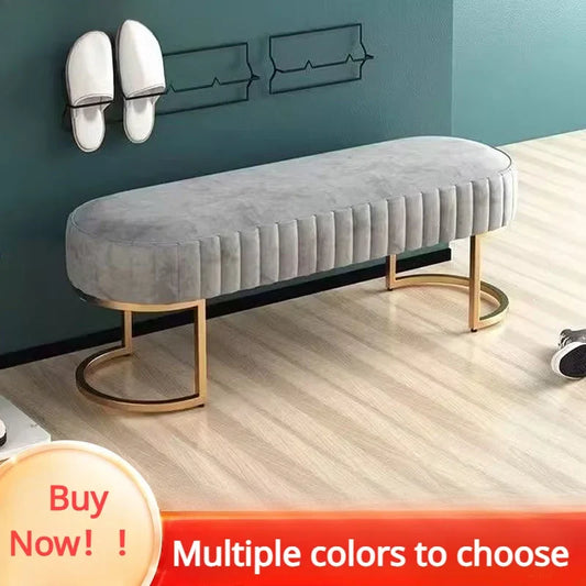 Mid-Century Nordic Fabric Ottomans Bench